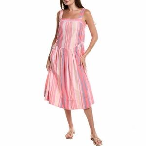 Free People Striped Primavera Drop Waist Pink Midi Sundress